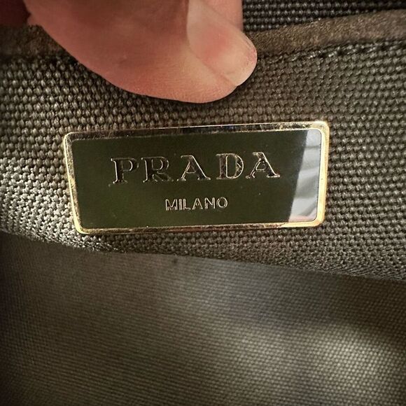 Prada Canapa Fringed Tote Bag Olive Green - Picture 7 of 16